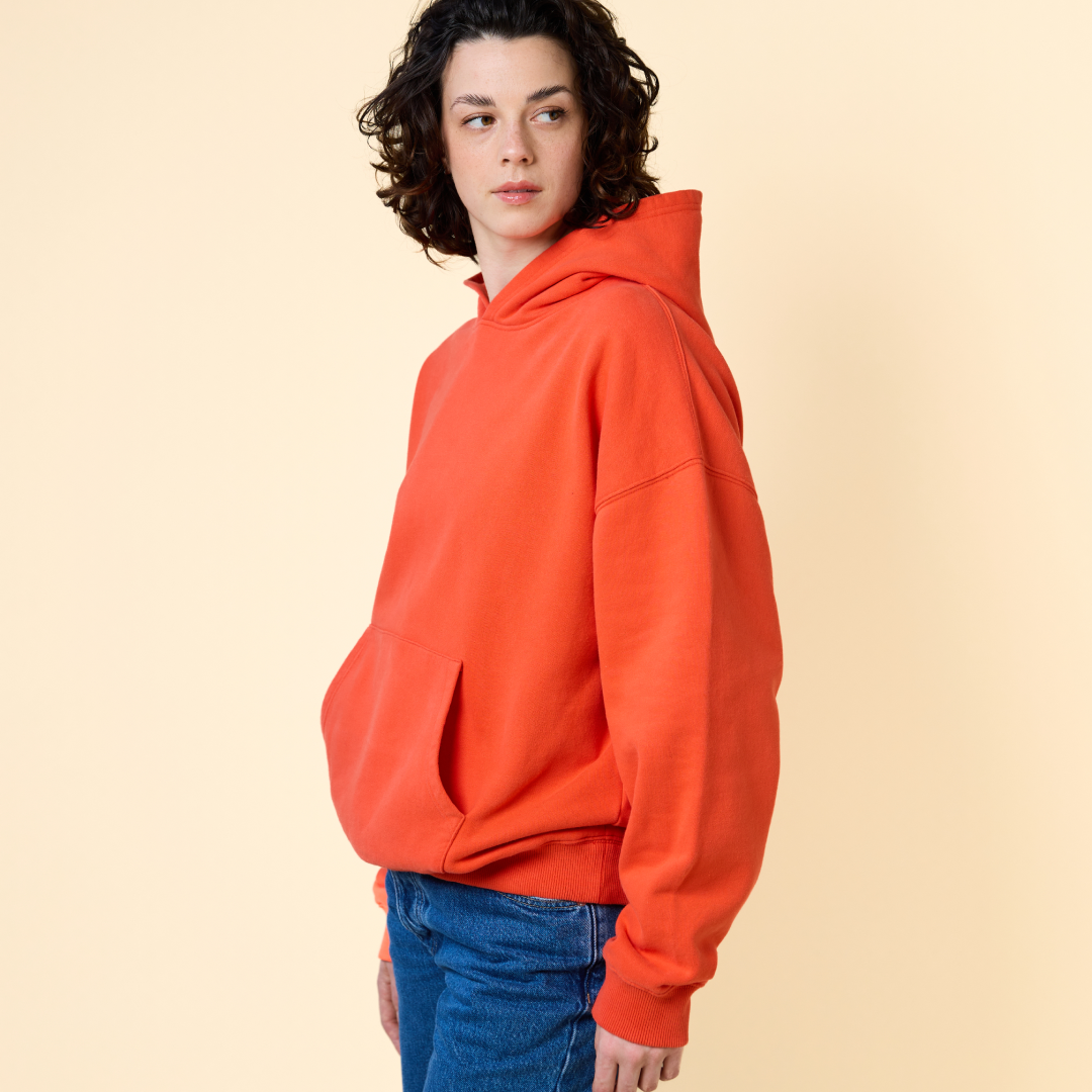 Hoodie aus Bio-Baumwolle in popeia Rot