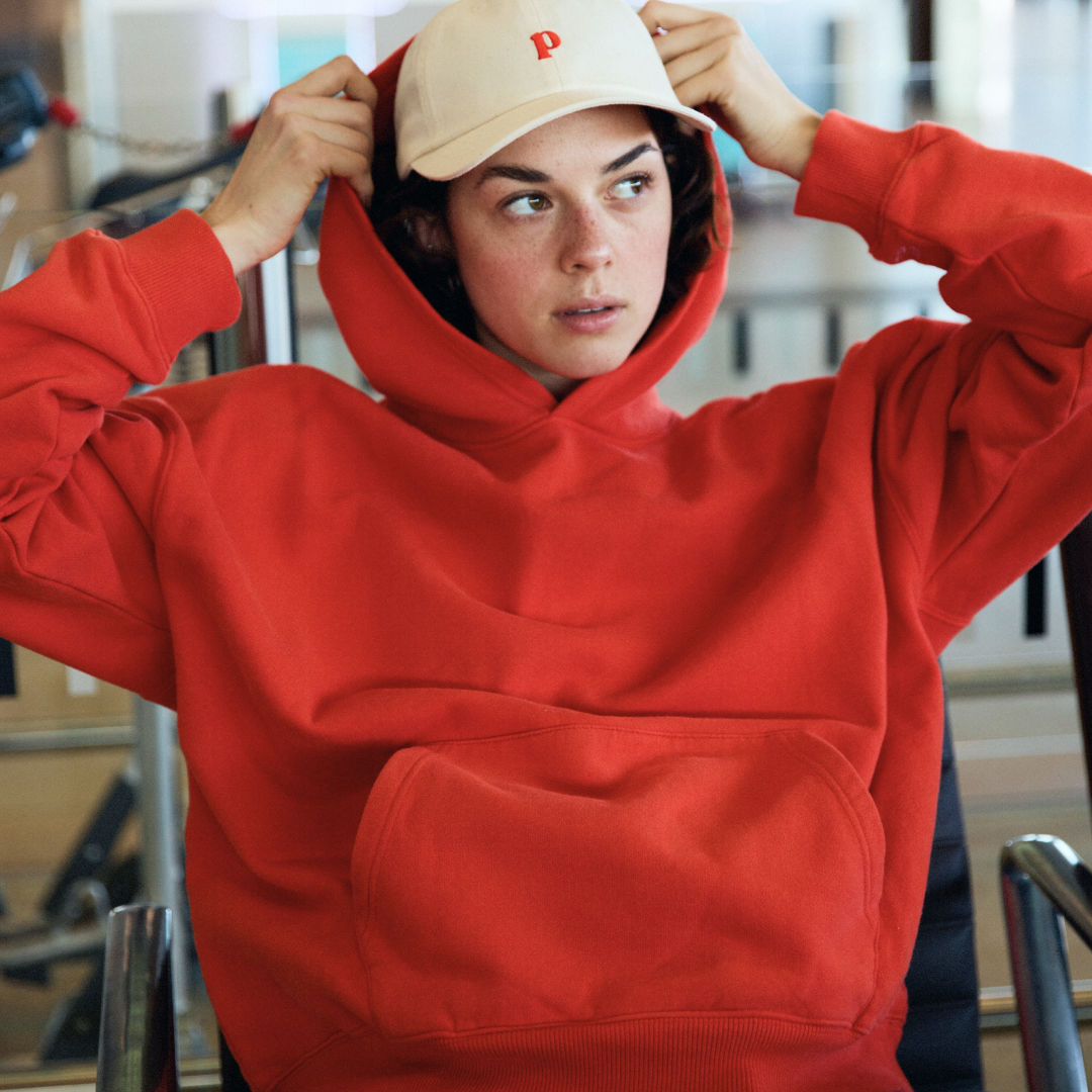 Hoodie aus Bio-Baumwolle in popeia Rot