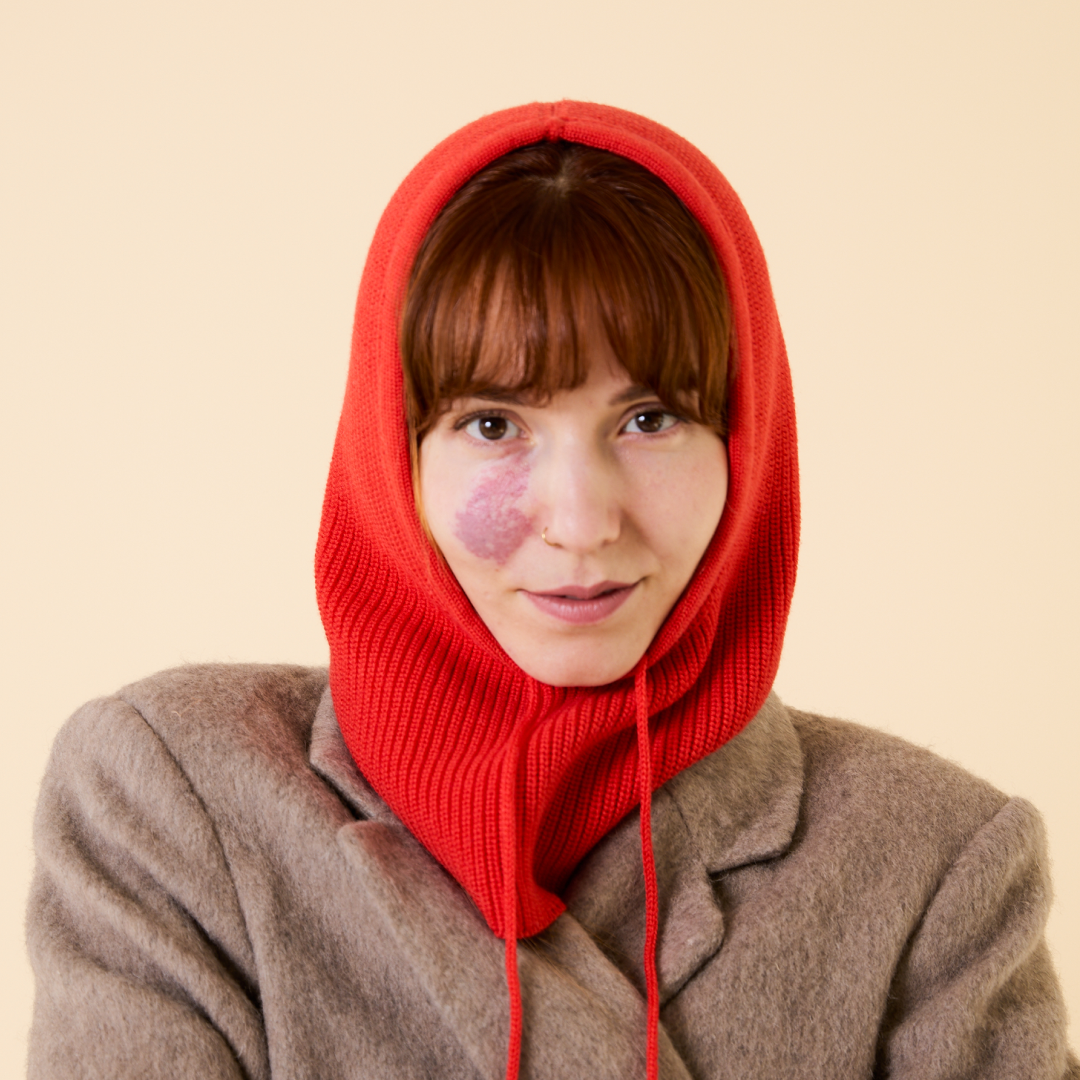 Balaclava aus Merinowolle - popeia Rot