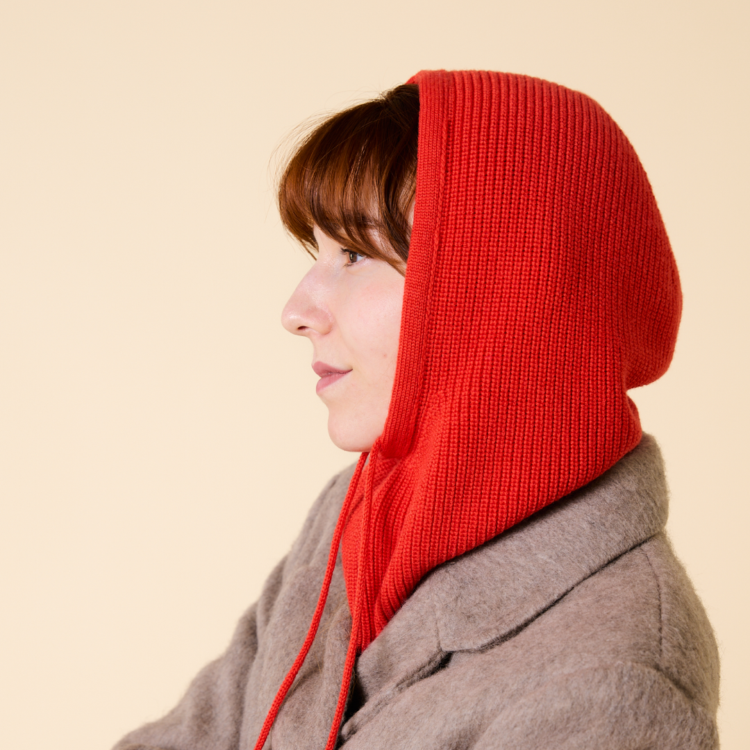 Balaclava aus Merinowolle - popeia Rot