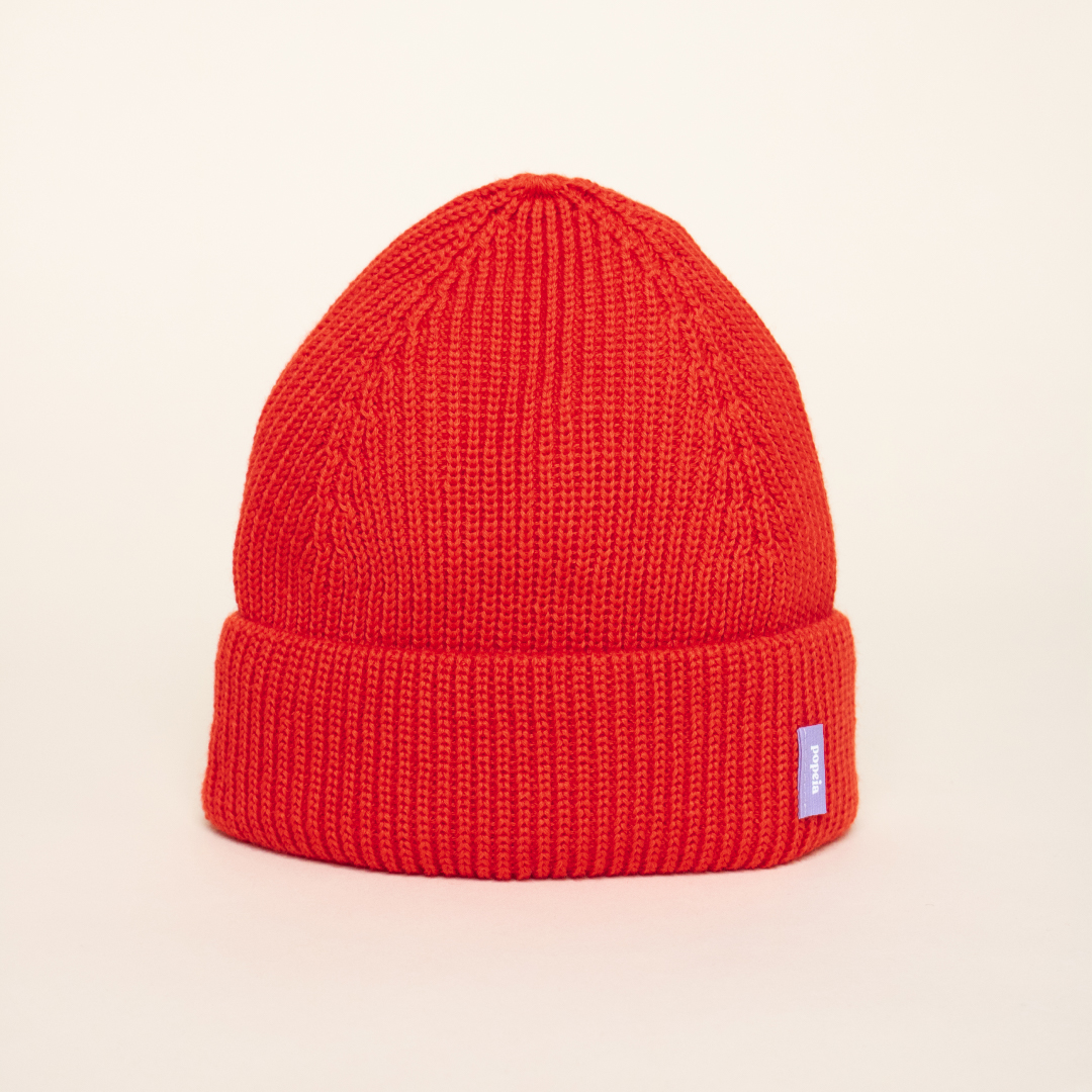 Beanie aus Merinowolle - popeia Rot