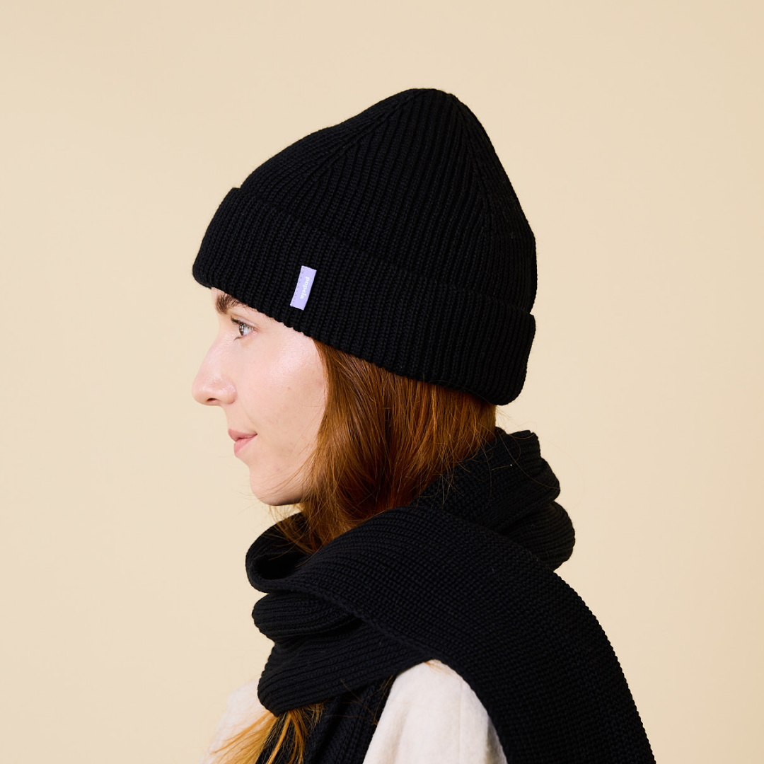 Beanie aus Merinowolle - Schwarz