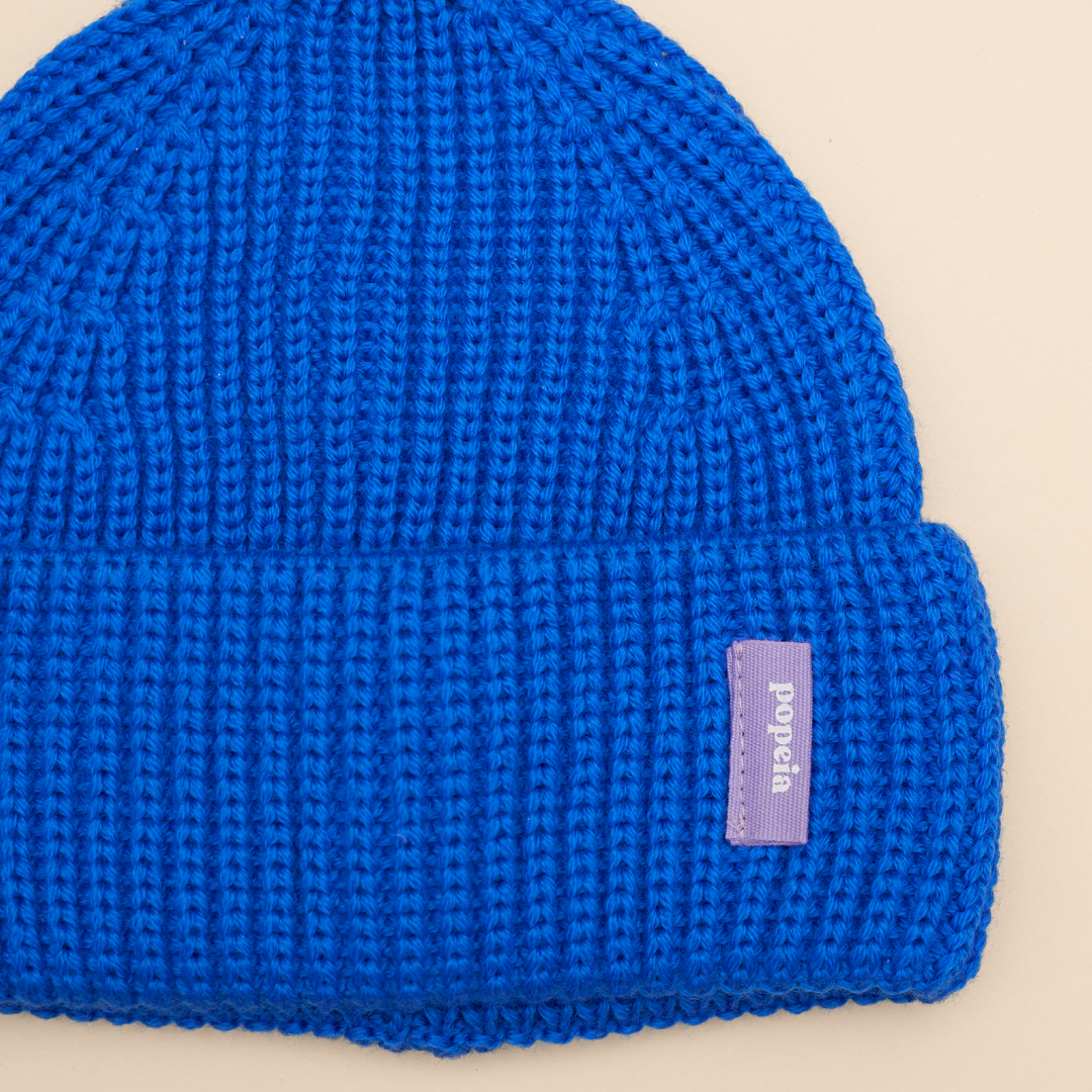 Baby Beanie aus Merinowolle in Königsblau
