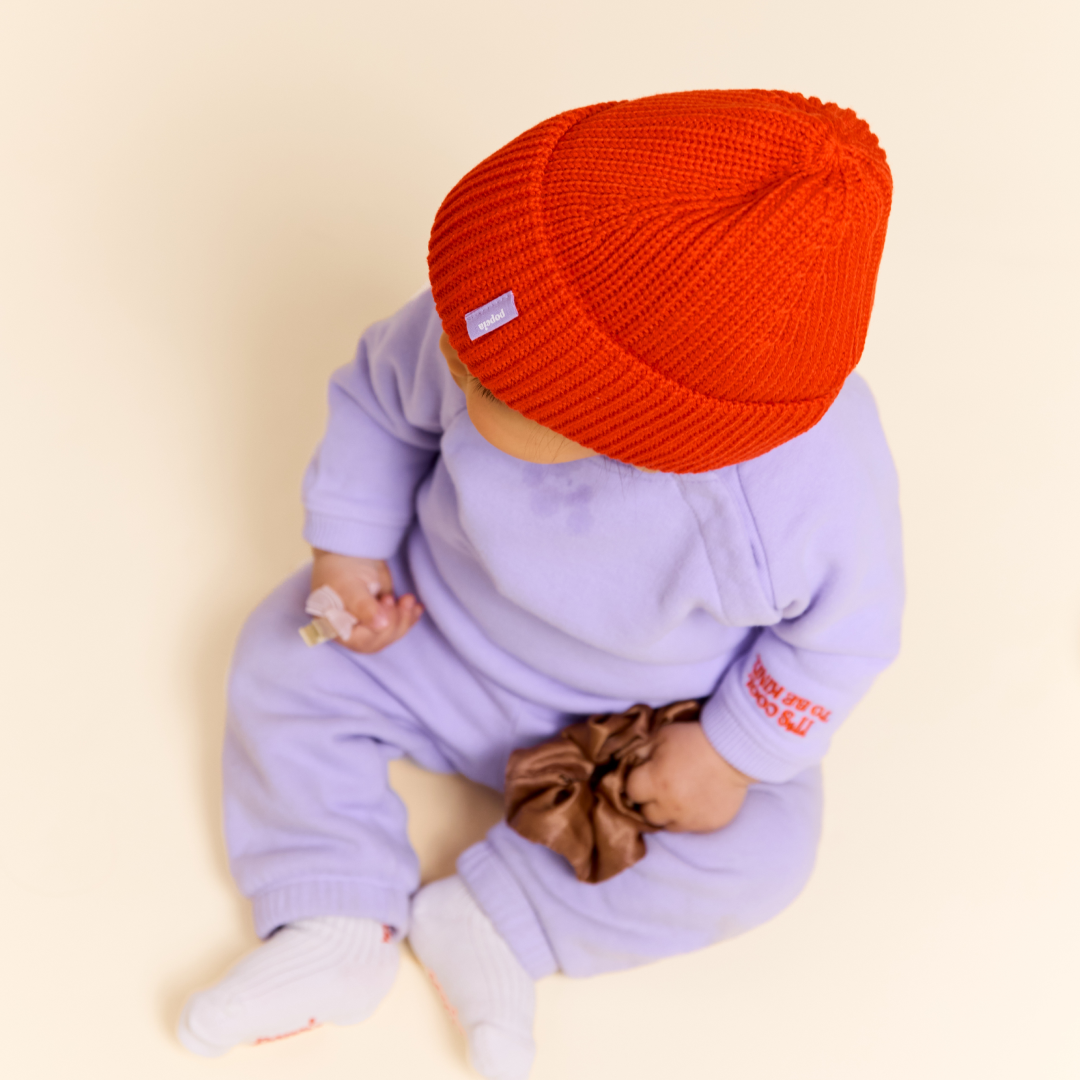 Baby Merino Wool Beanie in popeia Red