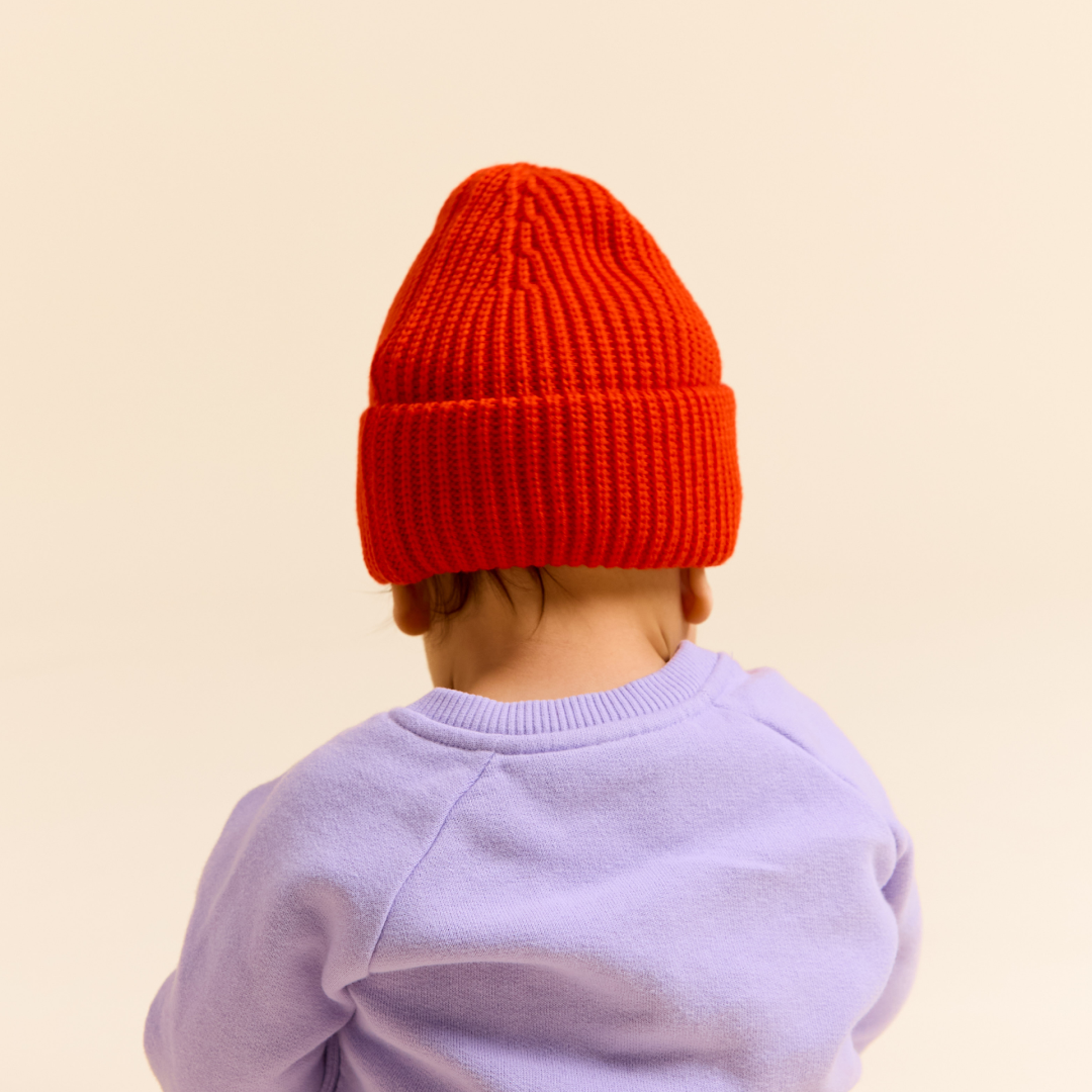 Baby Merino Wool Beanie in popeia Red