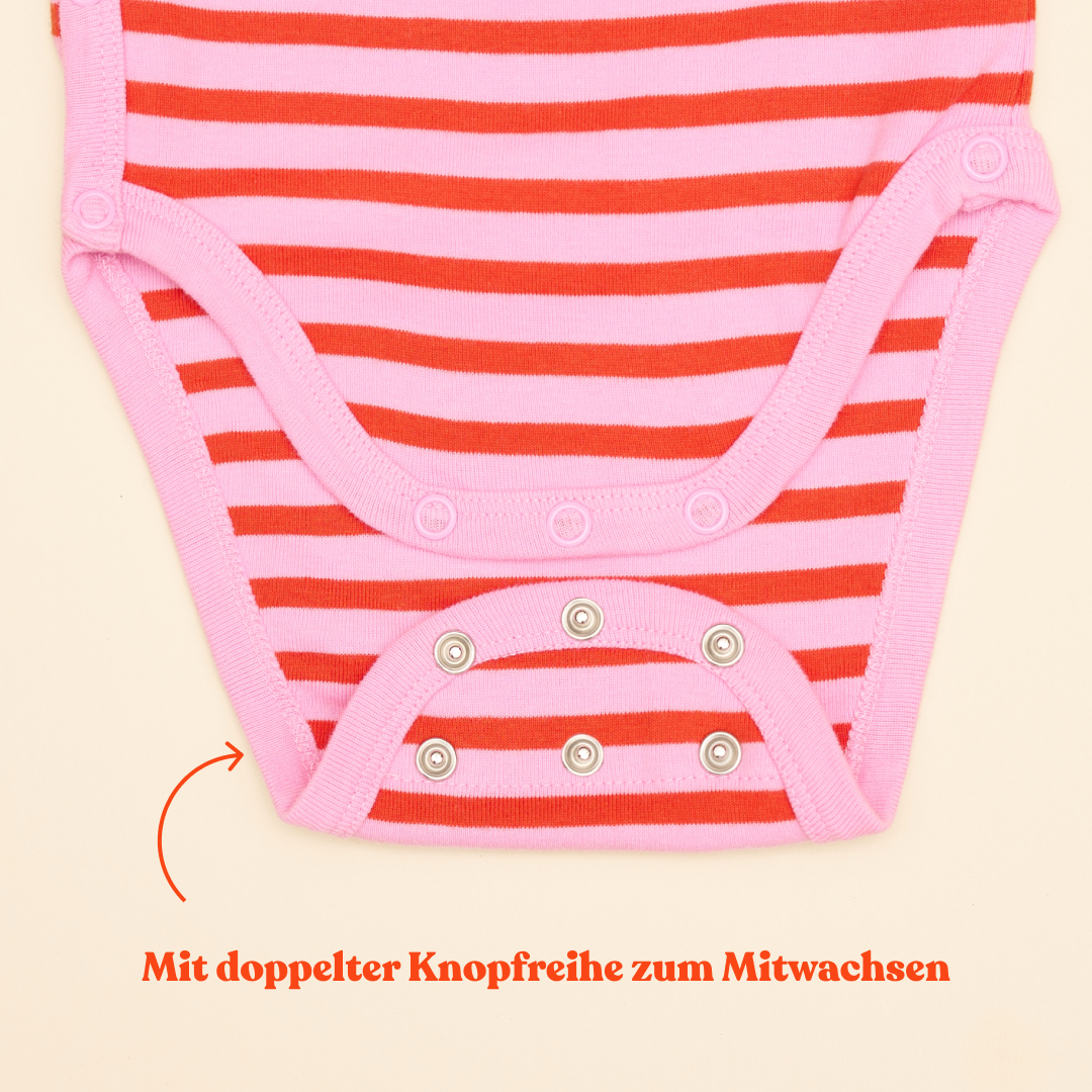 Baby Striped Organic Cotton Bodysuit in Pink/Red