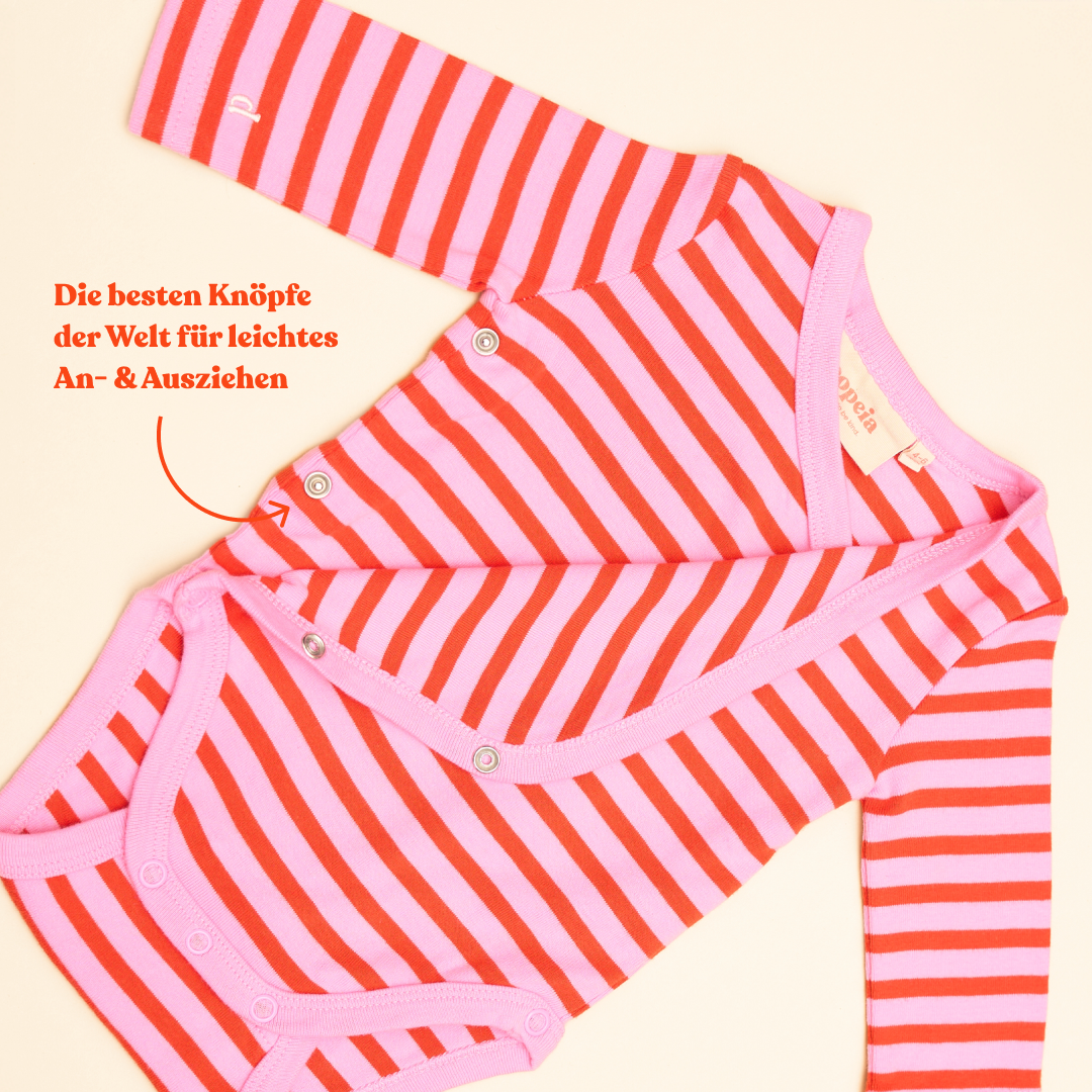Baby Striped Organic Cotton Bodysuit in Pink/Red