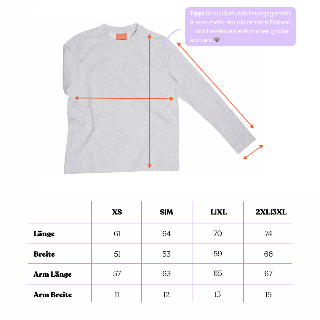 Langarmshirt aus Bio-Baumwolle in Grau
