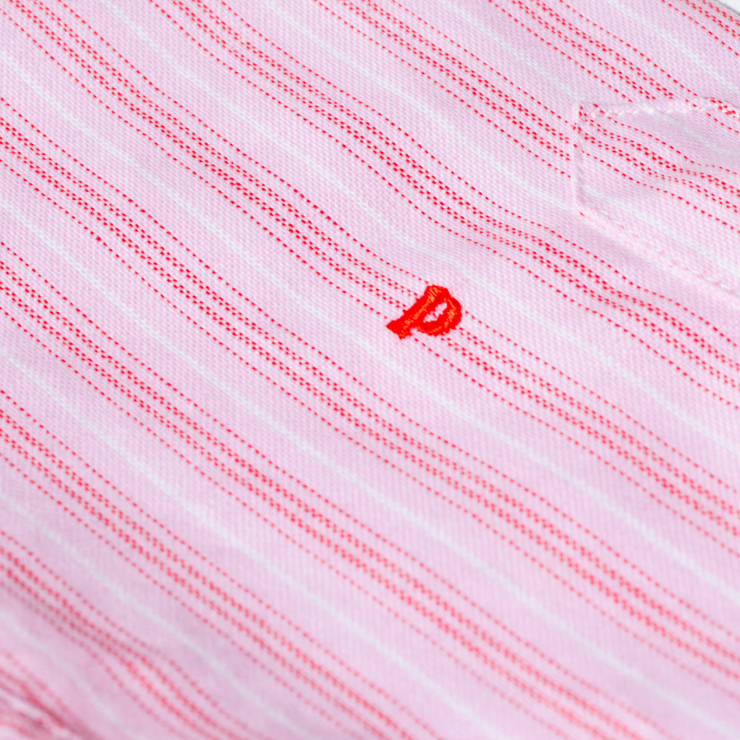 Hemdbluse Gestreift aus Bio-Baumwolle in Pink/Rot