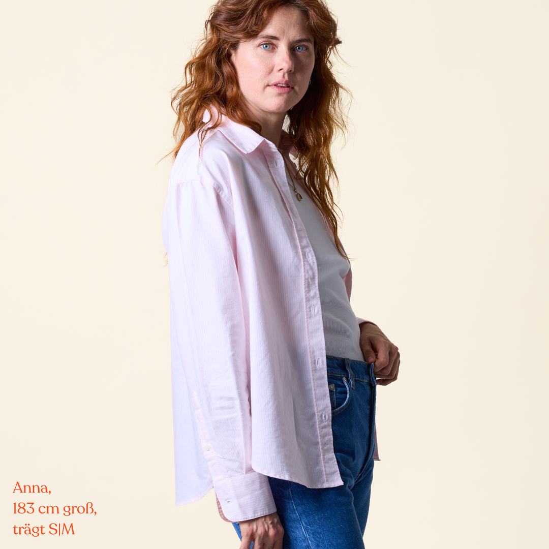 Organic Cotton Shirt (Striped) in Pink/White