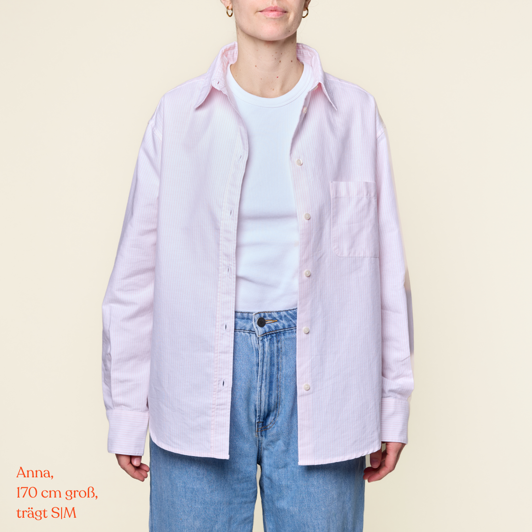 Organic Cotton Shirt (Striped) in Pink/White