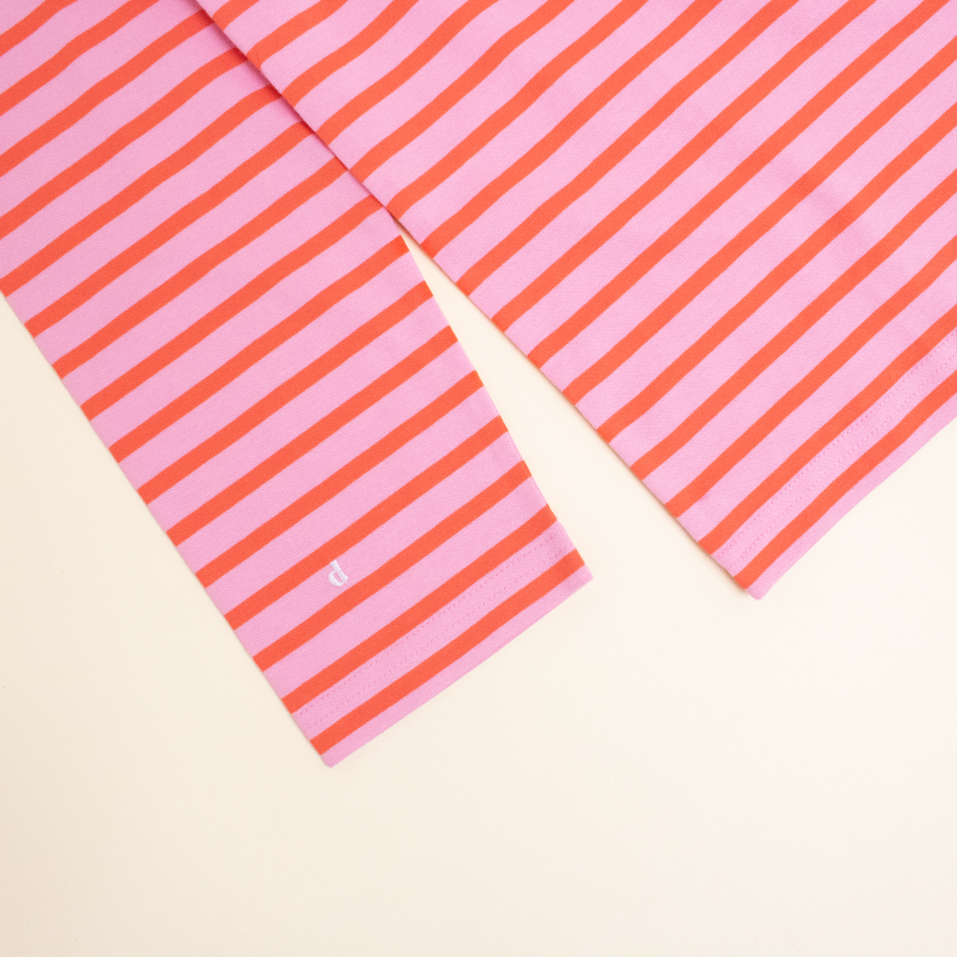 Langarmshirt Gestreift aus Bio-Baumwolle in Pink/Rot