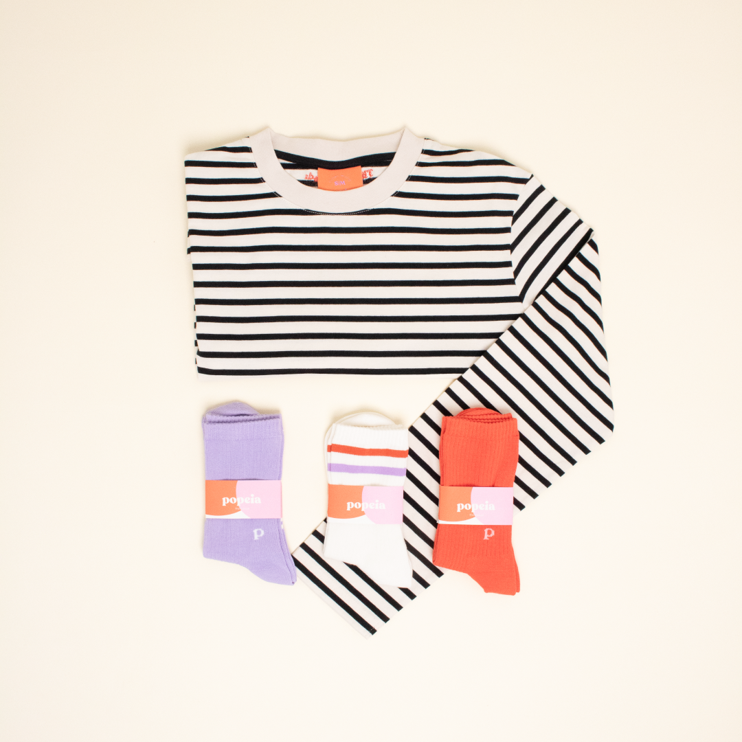 Langarmshirt Gestreift aus Bio-Baumwolle in Schwarz/Off-White