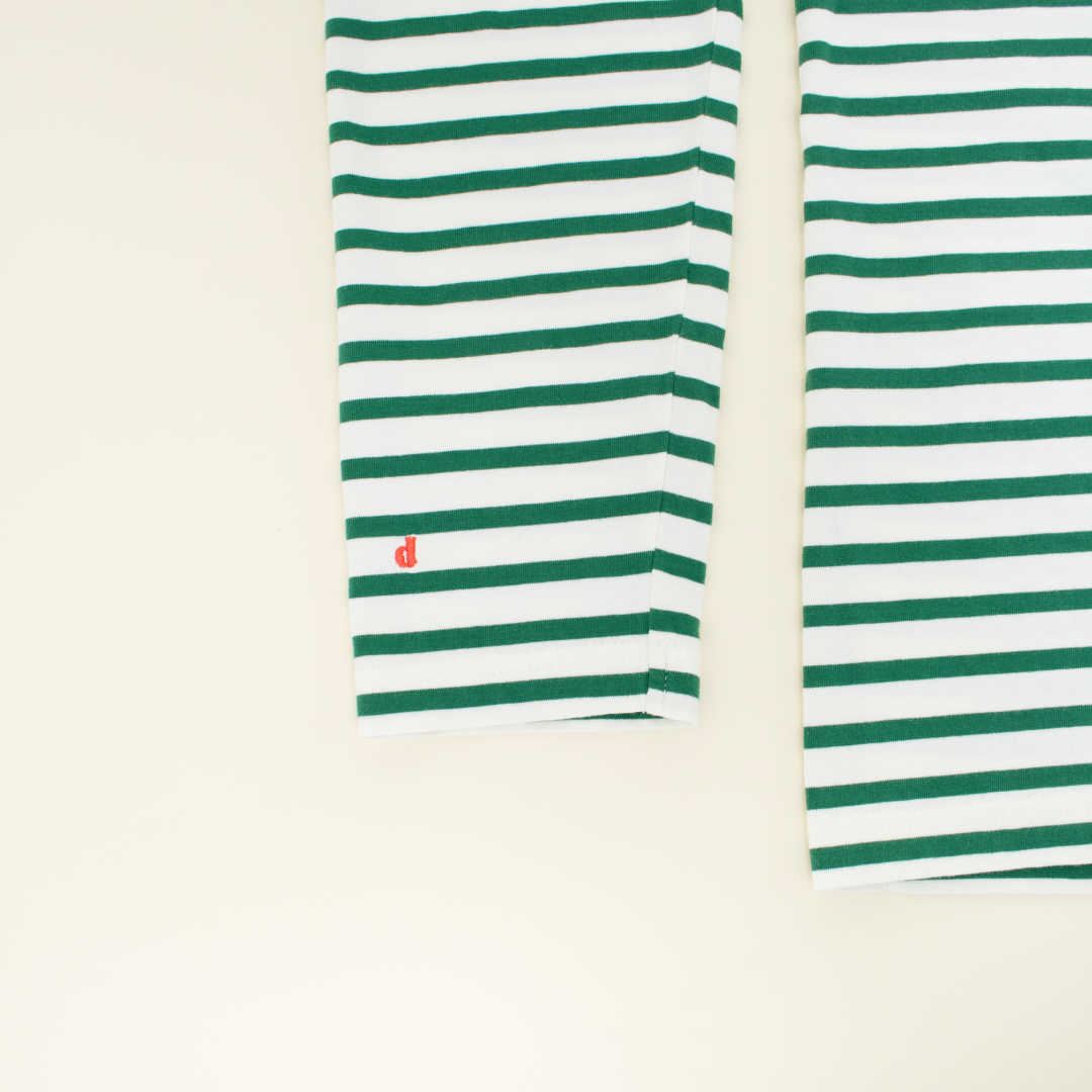 Langarmshirt Gestreift aus Bio-Baumwolle in Grün/Off-White