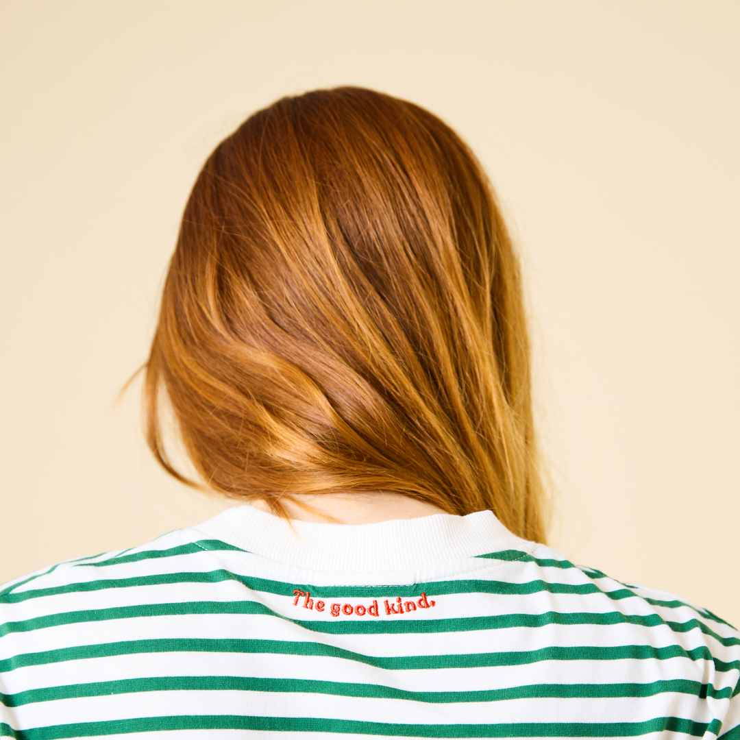 Langarmshirt Gestreift aus Bio-Baumwolle in Grün/Off-White