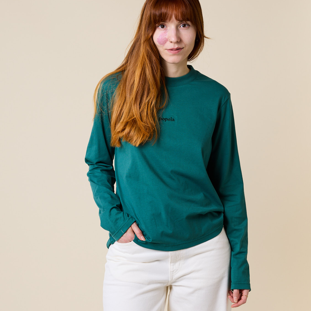 Langarmshirt aus Bio-Baumwolle in College Grün