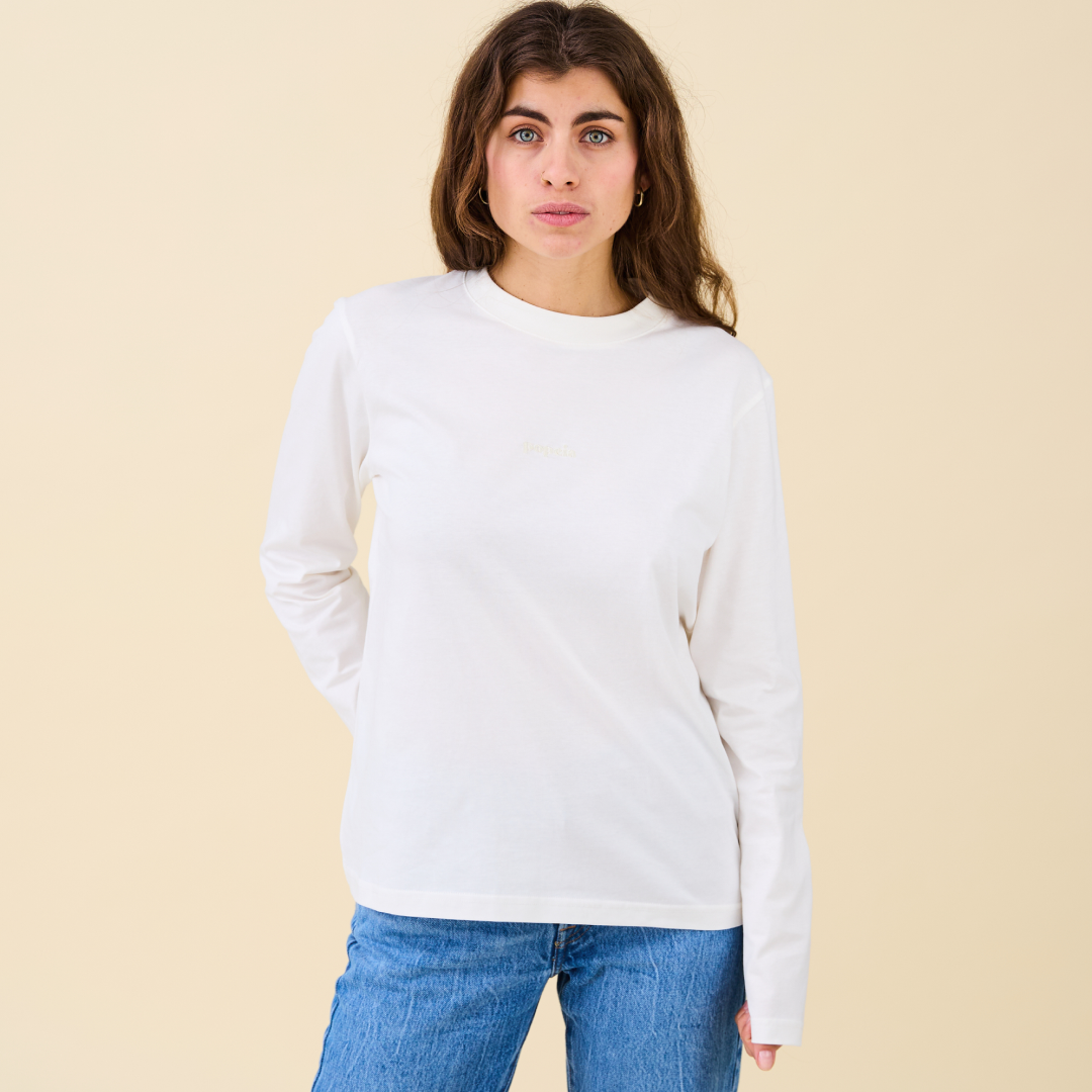 Langarmshirt aus Bio-Baumwolle in Off-White
