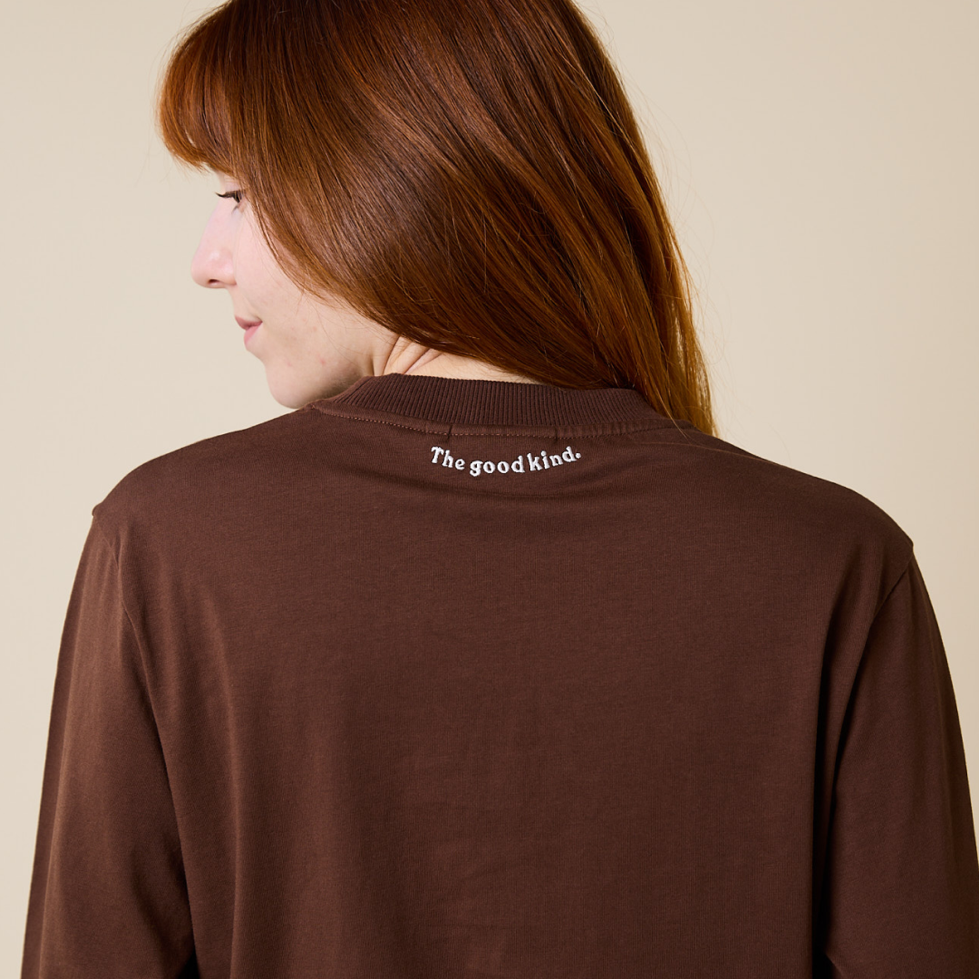 Langarmshirt aus Bio-Baumwolle in Dunkelbraun