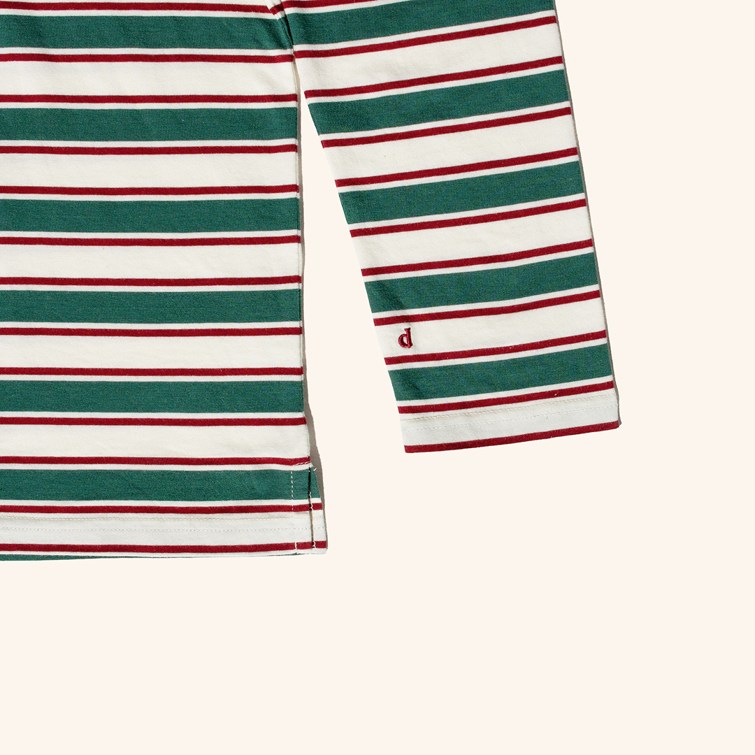 Langarmshirt Gestreift aus Bio-Baumwolle in Dunkelgrün/Bordeaux