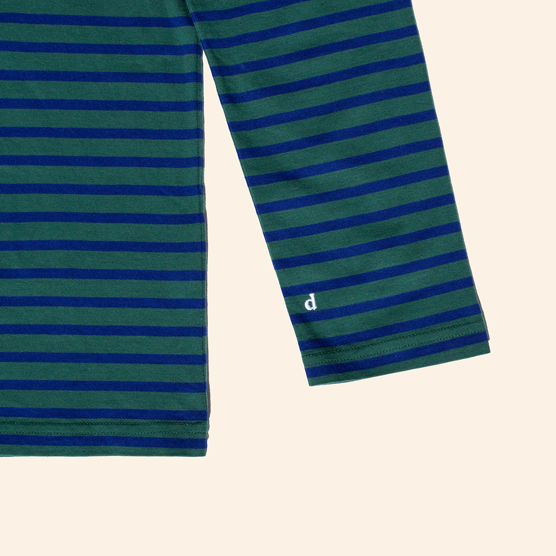 Langarmshirt Gestreift aus Bio-Baumwolle in Dunkelgrün/Blau