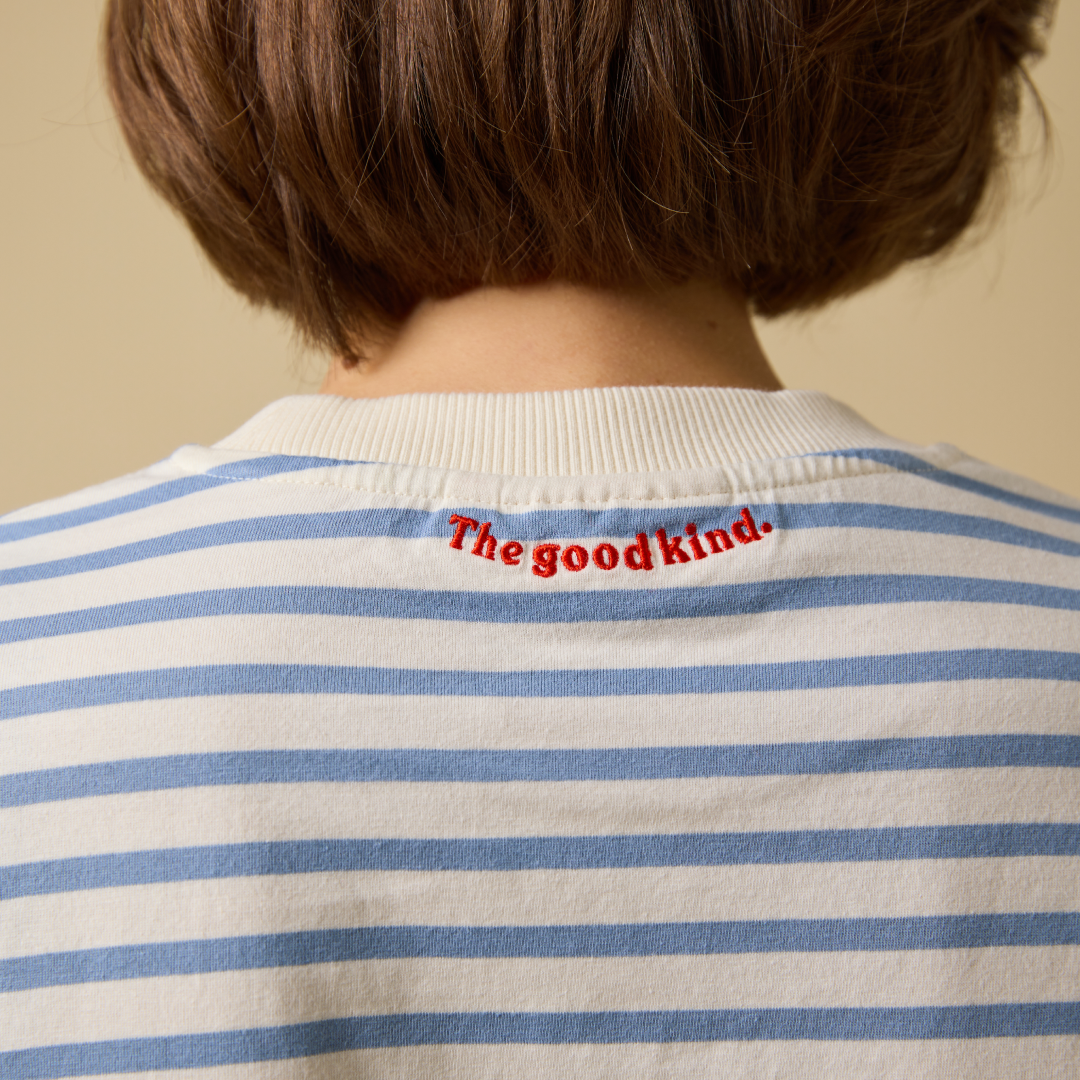 Langarmshirt Gestreift aus Bio-Baumwolle in Eisblau/Off-White
