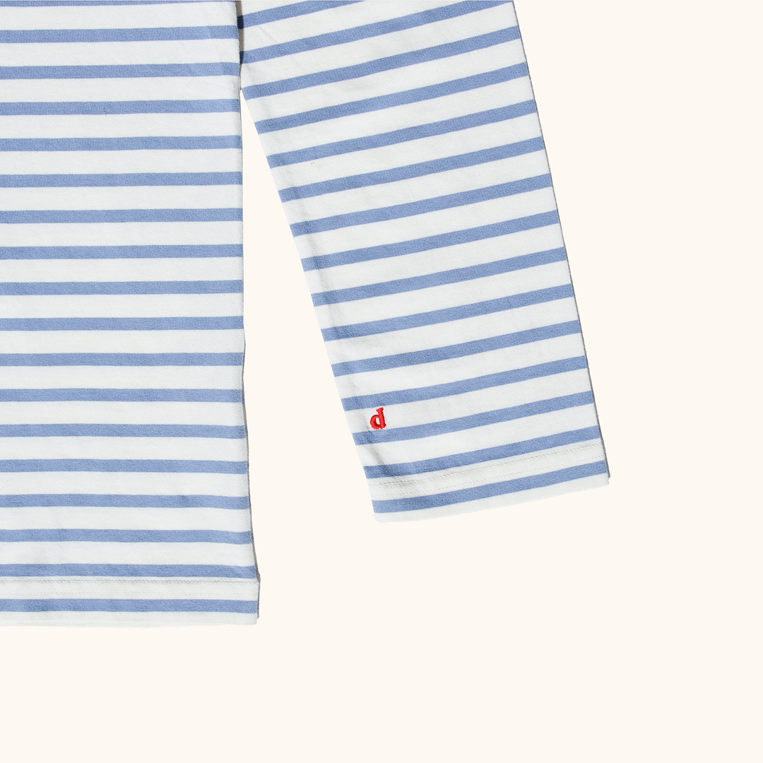 Langarmshirt Gestreift aus Bio-Baumwolle in Eisblau/Off-White