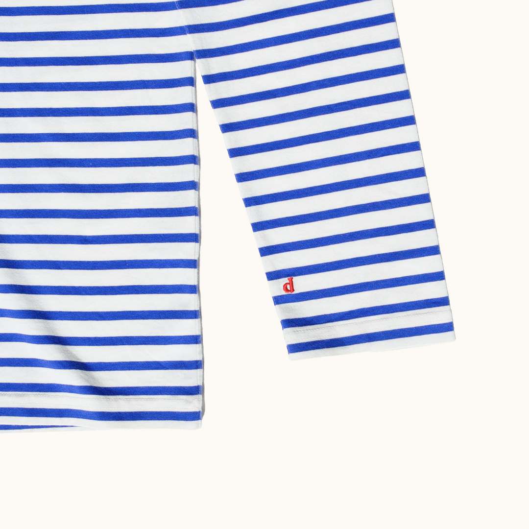 Langarmshirt Gestreift aus Bio-Baumwolle in Königsblau/Off-White