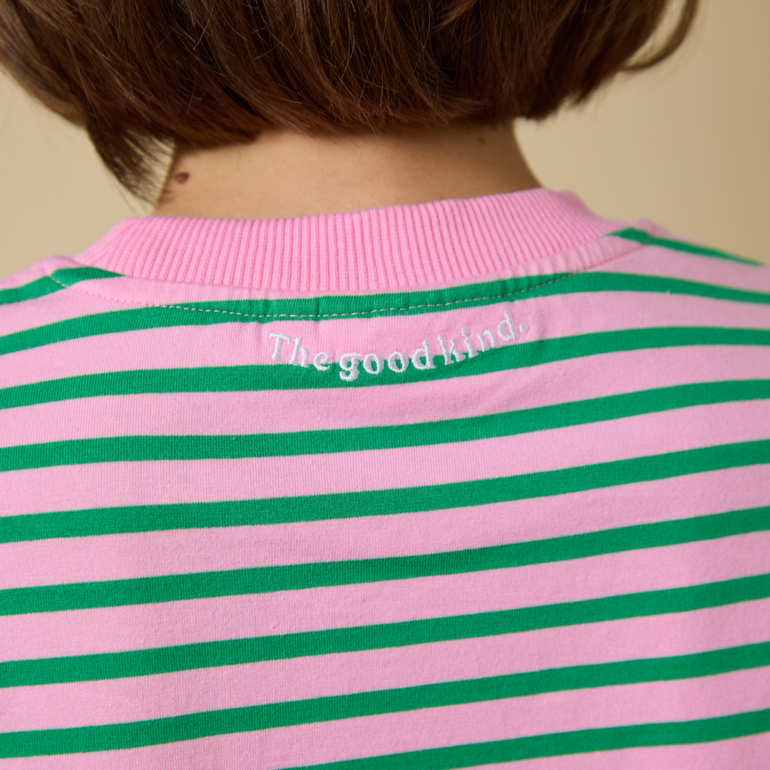 Langarmshirt Gestreift aus Bio-Baumwolle in Pink/Grün