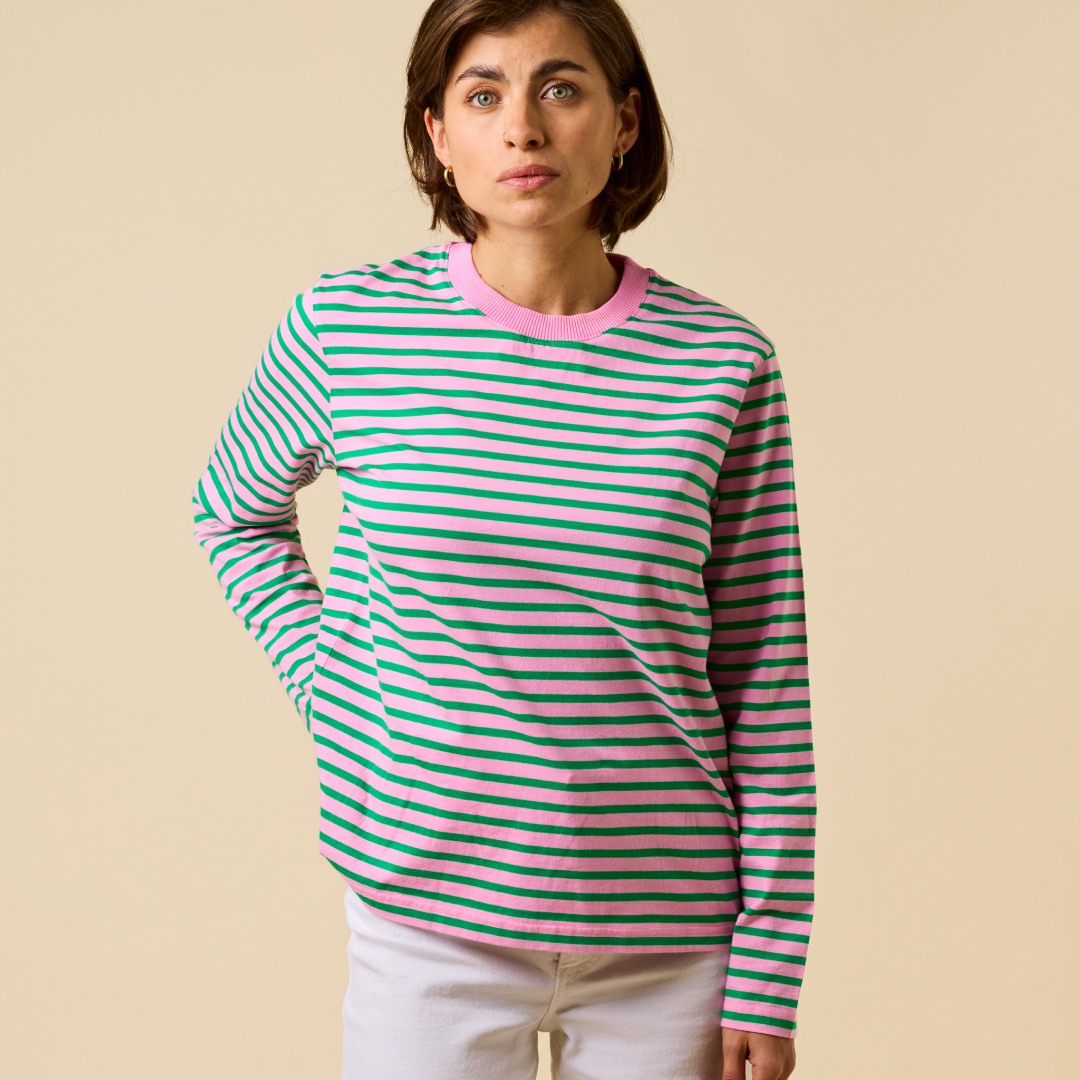 Langarmshirt Gestreift im Set in Pink/Grün