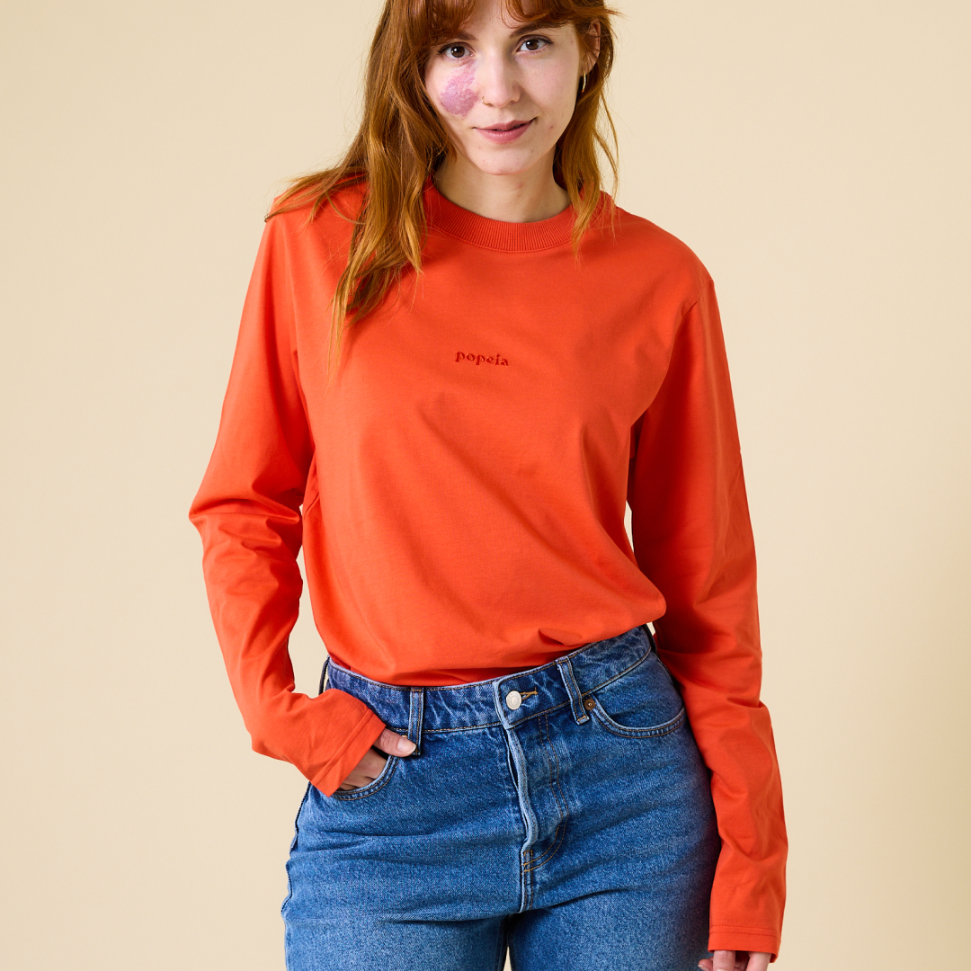 Langarmshirt aus Bio-Baumwolle in popeia Rot