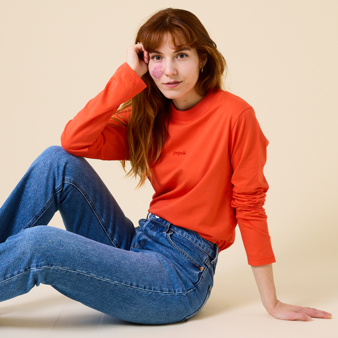 Langarmshirt aus Bio-Baumwolle in popeia Rot