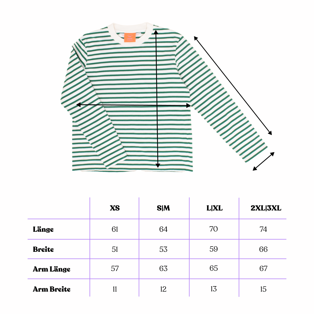 Langarmshirt Gestreift aus Bio-Baumwolle in Grün/Off-White