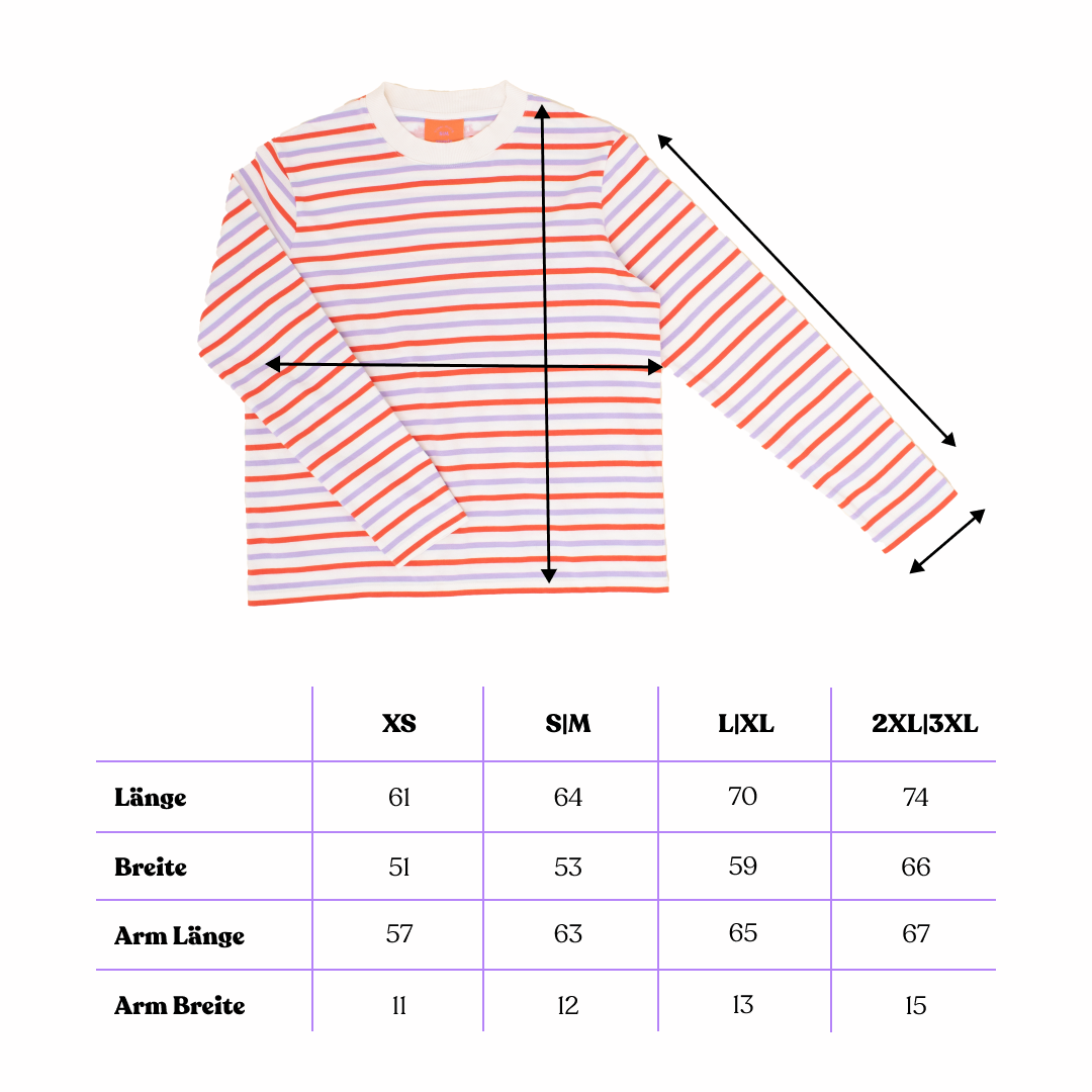 Langarmshirt Set Gestreift in Lila/Rot/Weiß