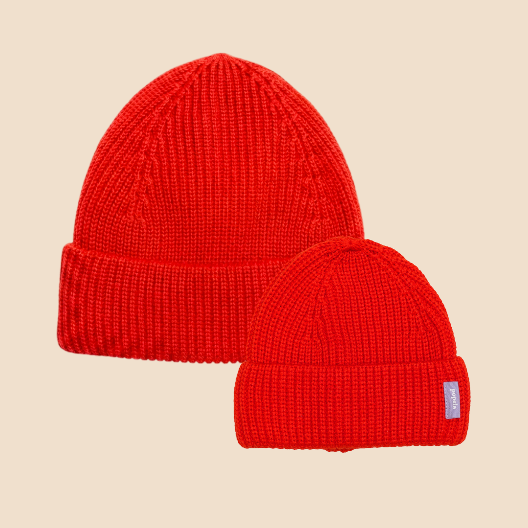 Matching Mama - Beanie Set in popeia Rot