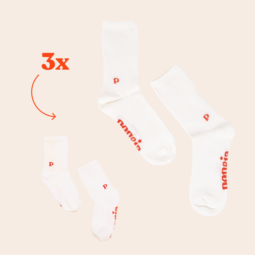 Matching Mama - 6er-Set (The Casual) : Socken aus Bio-Baumwolle in Off-White