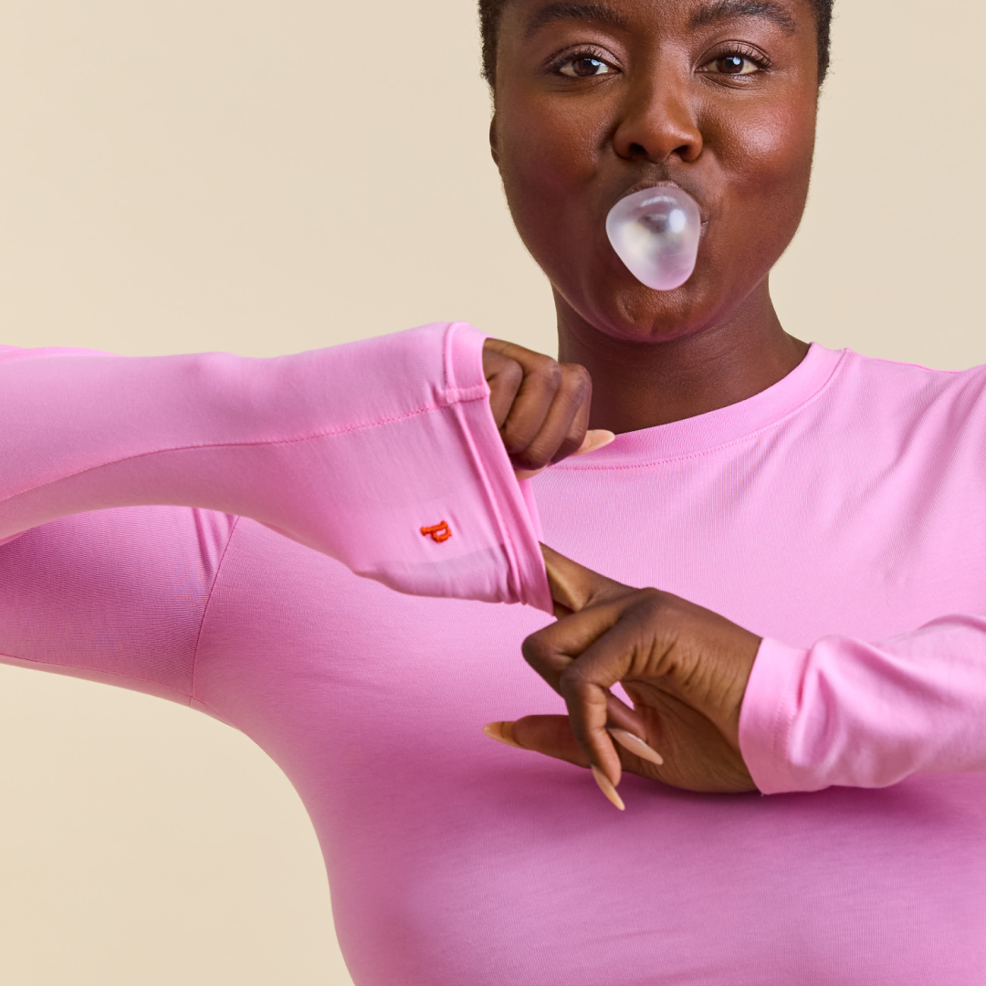 Tight Langarmshirt aus Bio-Baumwolle in Pink