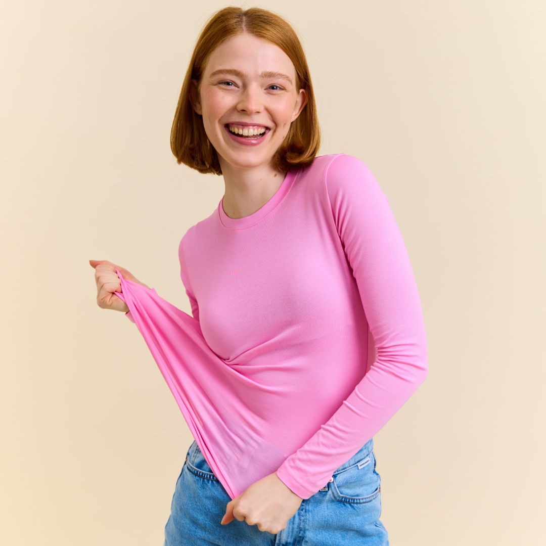 Tight Langarmshirt aus Bio-Baumwolle in Pink