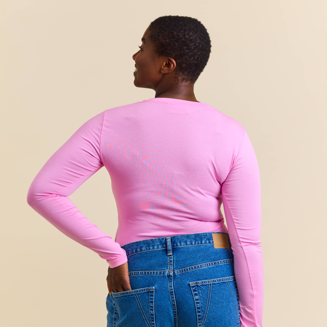 Tight Langarmshirt aus Bio-Baumwolle in Pink