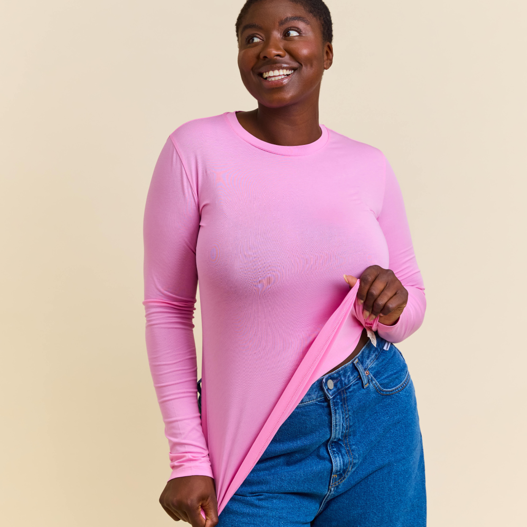 Tight Langarmshirt aus Bio-Baumwolle in Pink