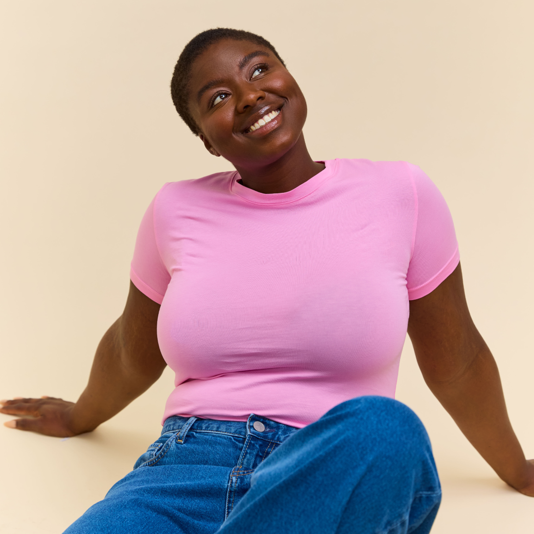 Tight T-Shirt aus Bio-Baumwolle in Pink