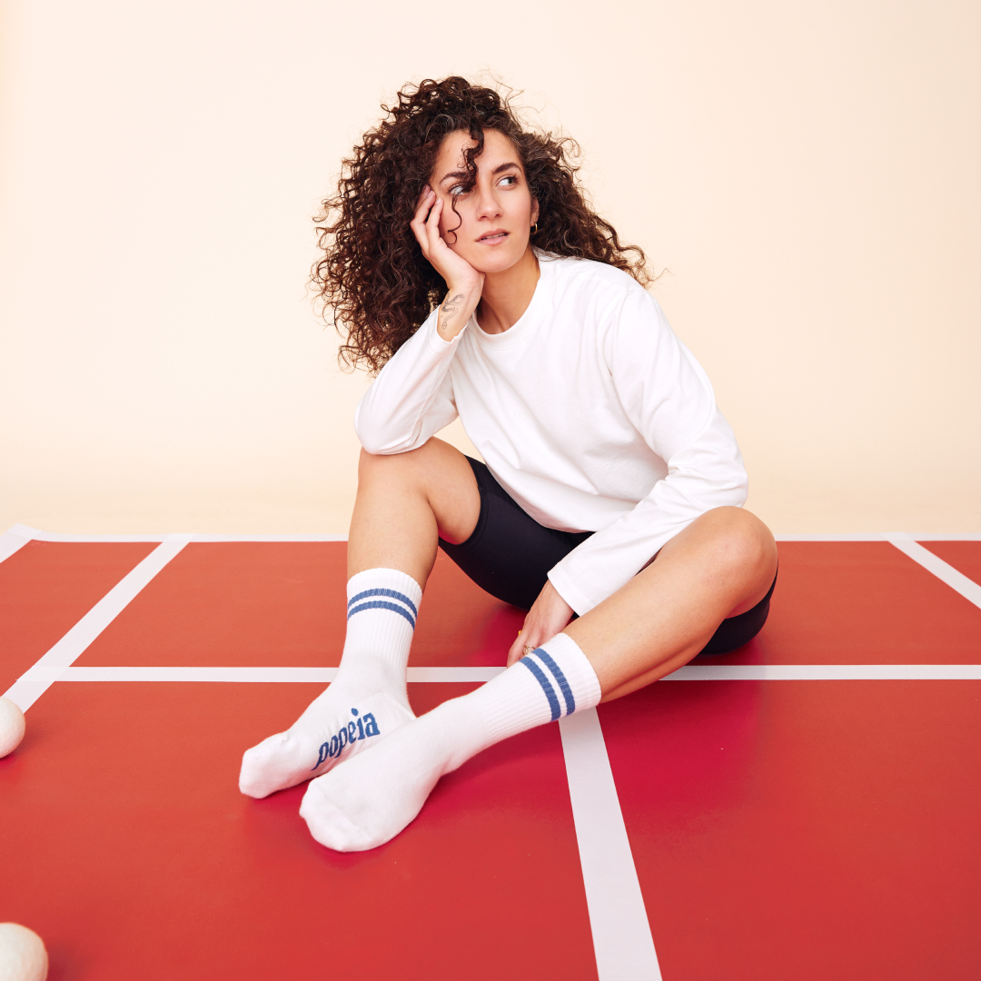 The Tennis - Socken aus Bio-Baumwolle mit Blauen Streifen