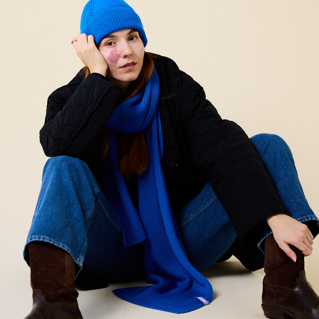 Merino Wool Scarf - Blue