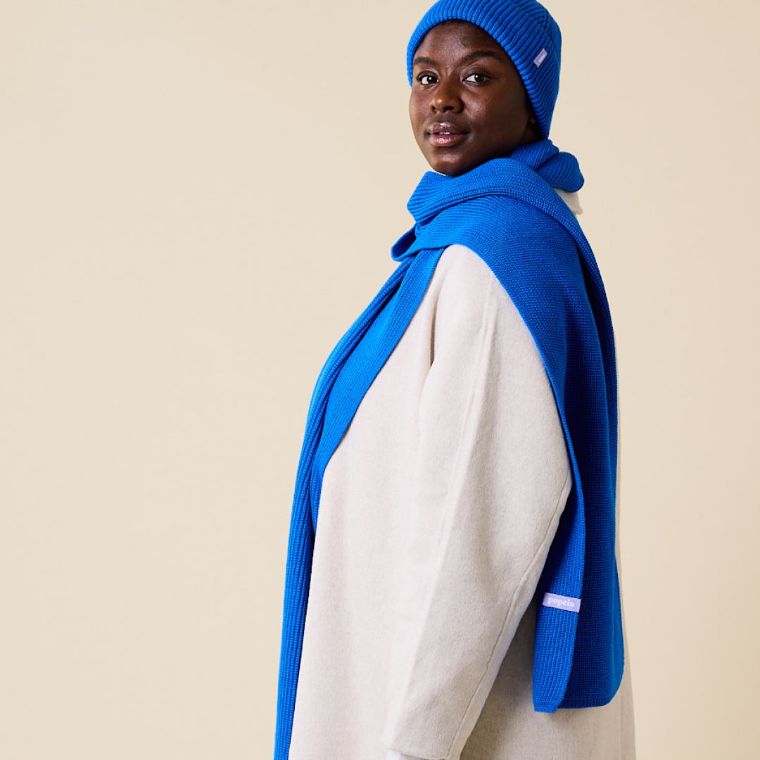 Merino Wool Scarf - Blue