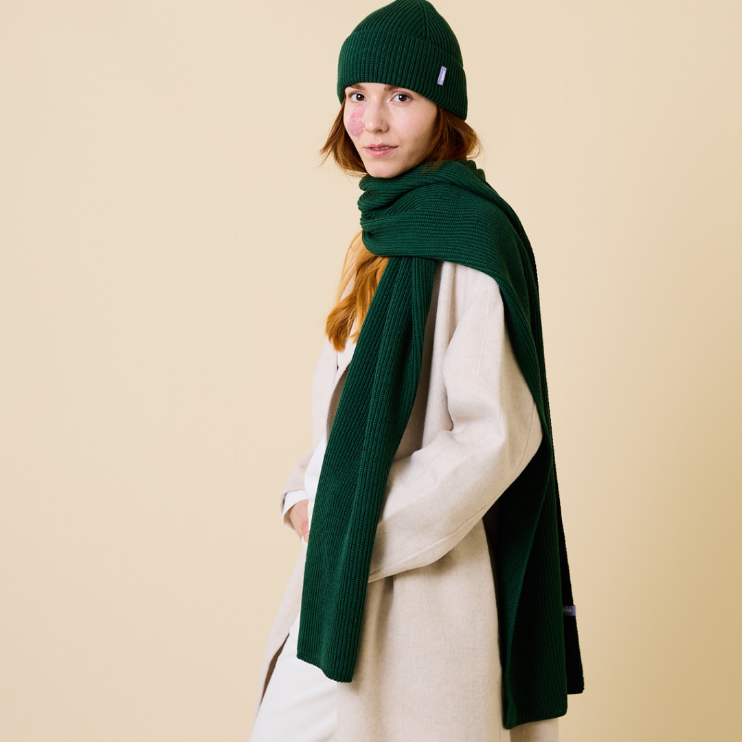 Merino Wool Scarf - Green