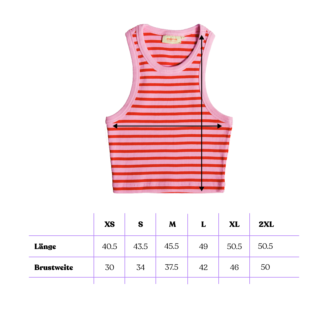 The 24/7 Crop Top aus Bio-Baumwolle Gestreift in Pink/Rot
