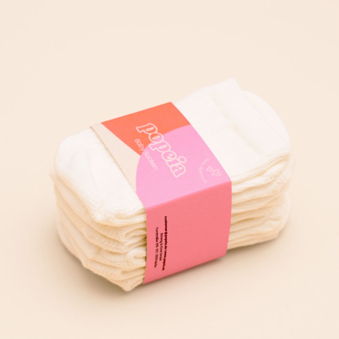 The Casual - Organic Cotton Baby Socks with Anti-Slip Soles in Off-White, 6–12 Months, 3 Pairs