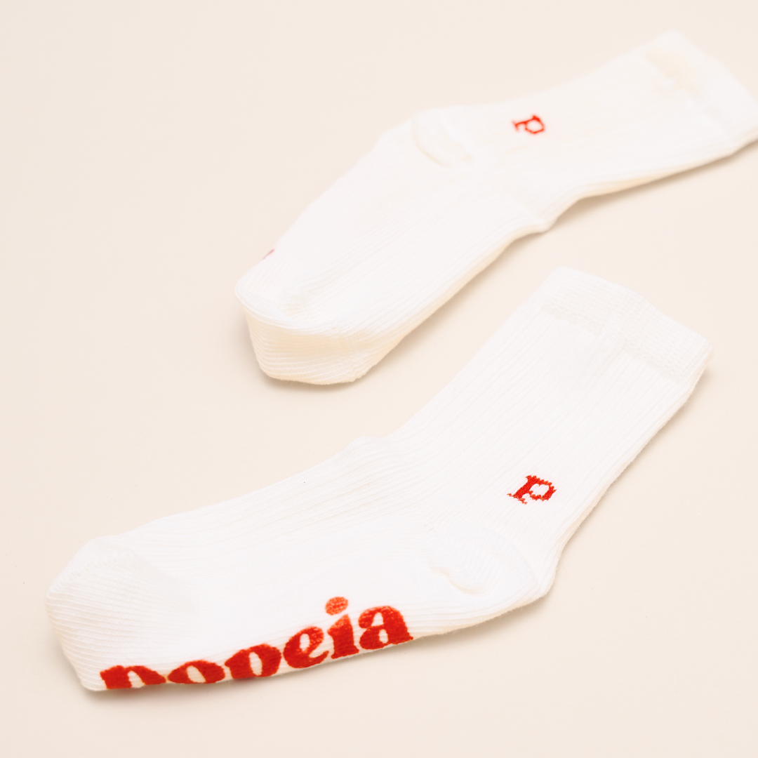 The Casual - Organic Cotton Baby Socks with Anti-Slip Soles in Off-White, 6–12 Months, 3 Pairs