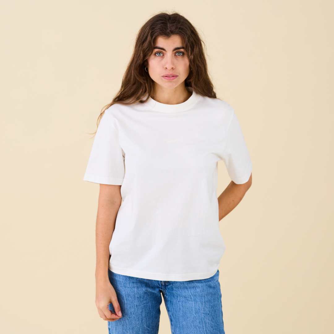 T-Shirt aus Bio-Baumwolle in Off-White
