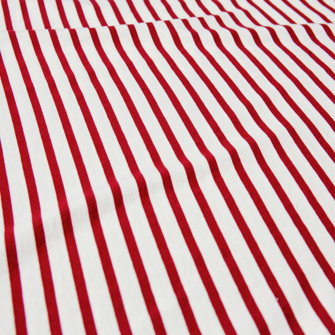 Organic Cotton T-Shirt (Striped) in Bordeaux/Off-White
