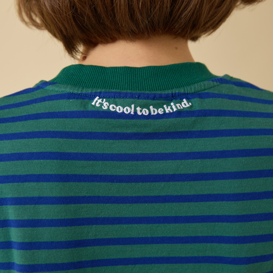 Organic Cotton T-Shirt (Striped) in Dark Green/Blue